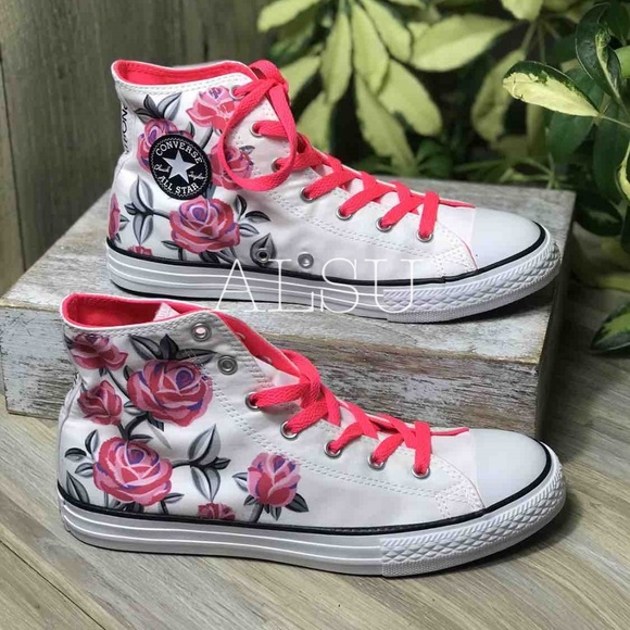 NWT Converse Ctas Hi Canvas White Racer Pink W - Picture 4 of 7